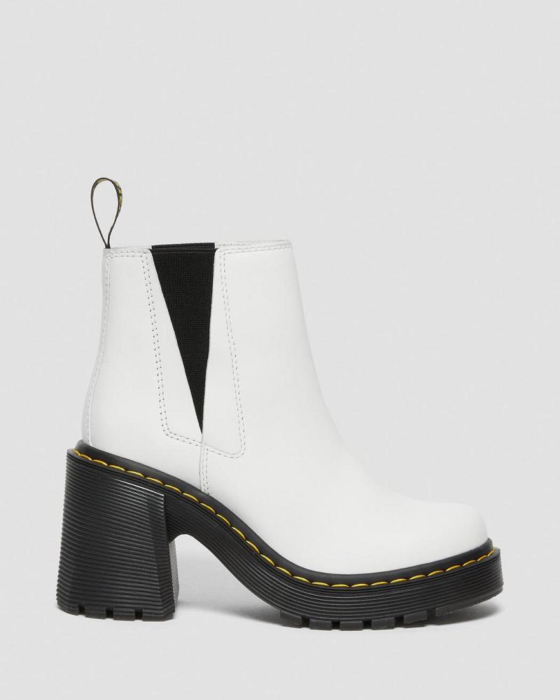 Women's Dr Martens Spence Leather Flared Heel Chelsea Boots White | AU 130DFM